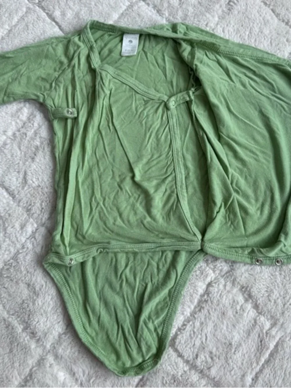 Kate Quinn | Green Solid Long Sleeve Kimono Wrap Bodysuit | Size 6-12 Months